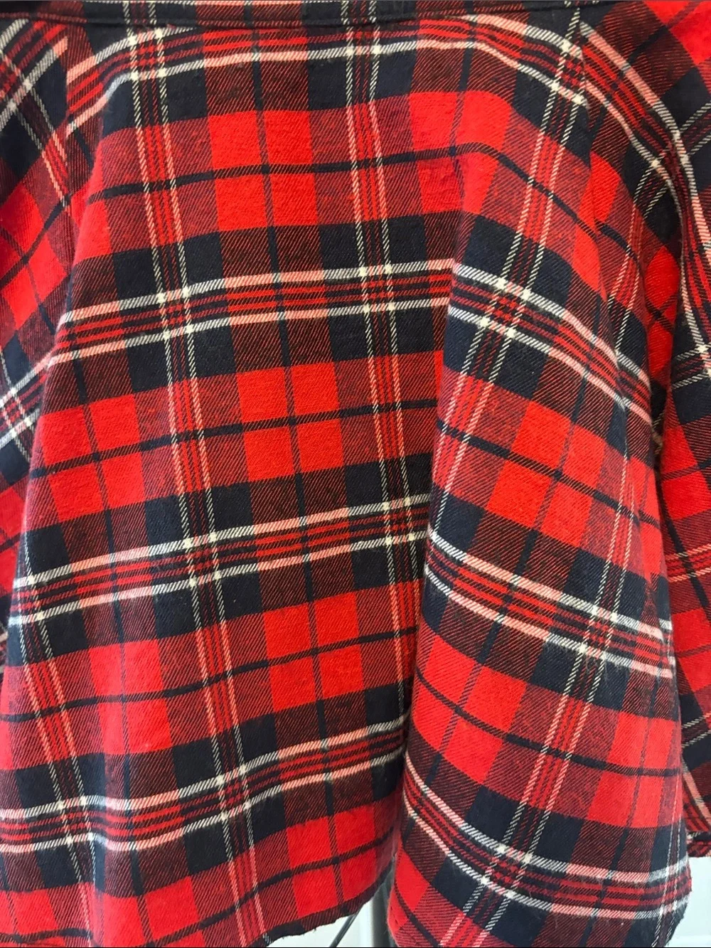 Girls' Red Plaid Flared Skirt